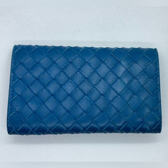 BOTTEGA VENETA EUC ROYAL BLUE INTRECCIATO LAMBSKIN 6 RING KEY HOLDER - Picture 2 of 14